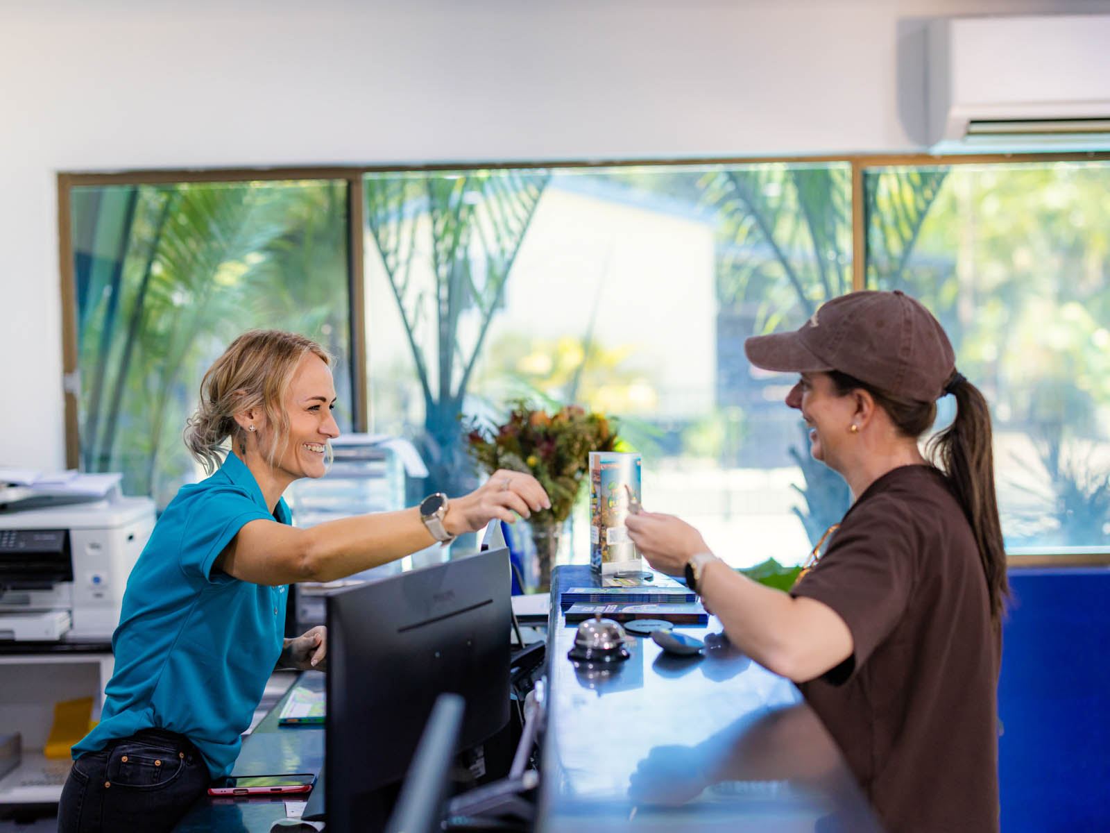 A staff member at reception